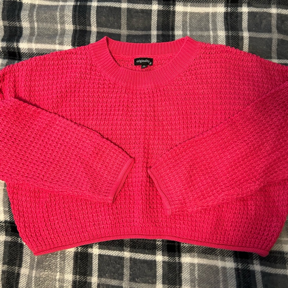 Originality Vibrant Pink Crew Neck Sweater